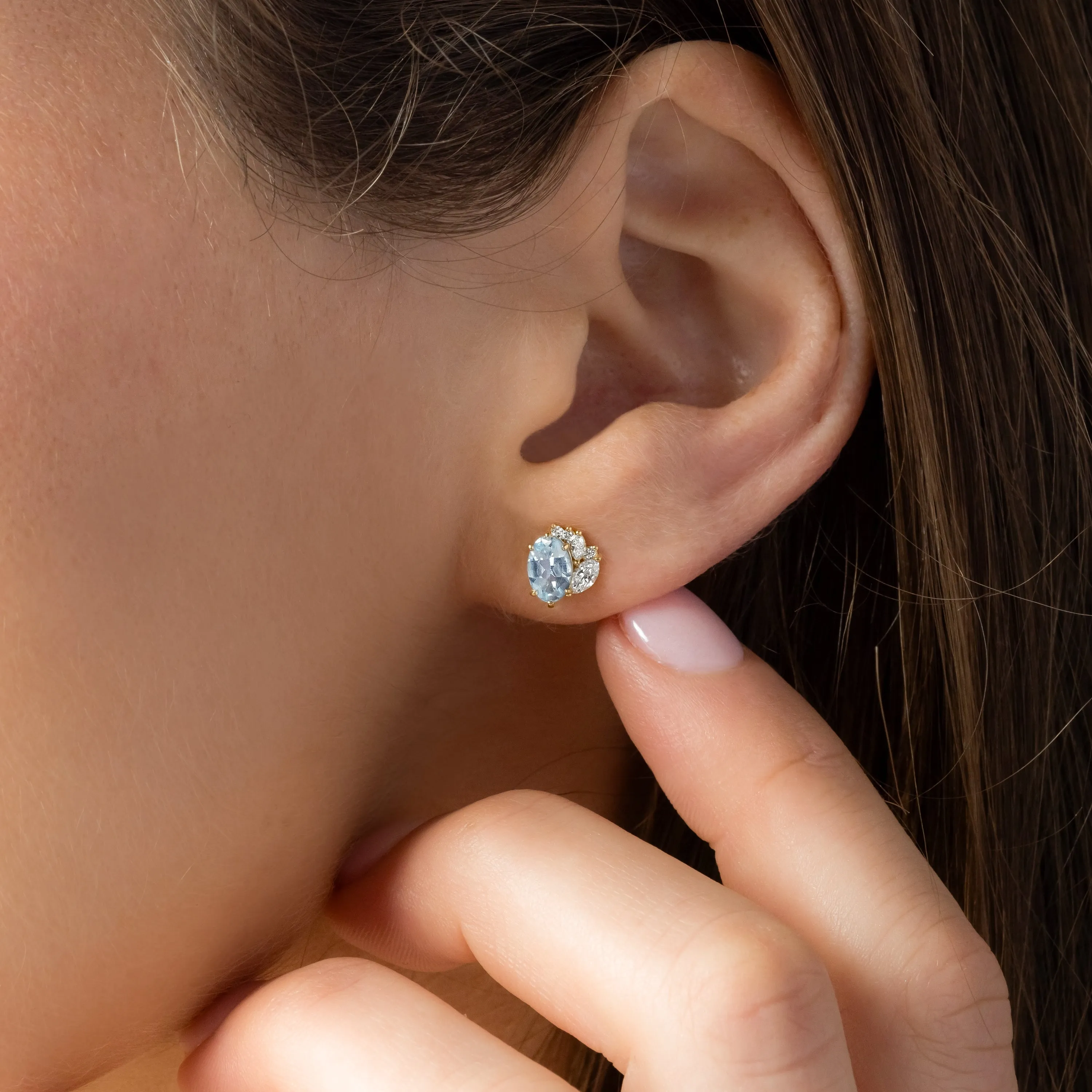 Ensemble Cluster Studs, Aquamarine - OOS